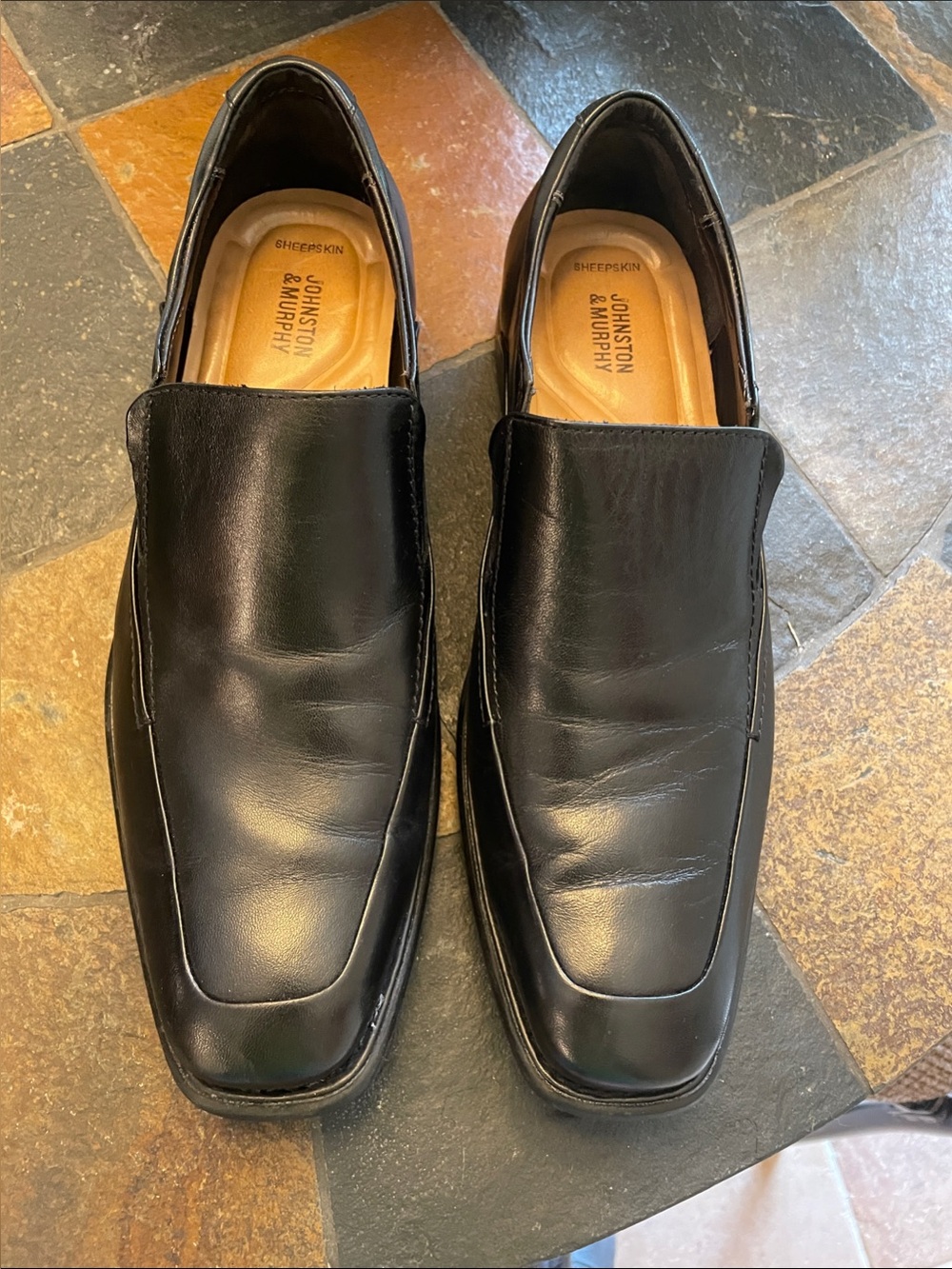 Johnston & Murphy Black Leather Slip-On Loafers
